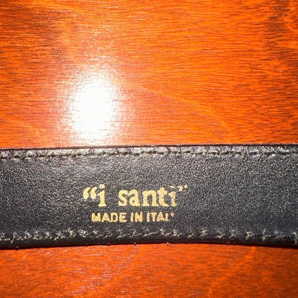 “i Santi” Women’s Belt Made In Italy Black With Gold Tone Hardware Size M - Picture 5 of 10
